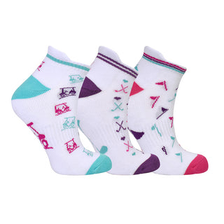 3 Pair Pack Of Multi Coloured Ladies Golf Socks