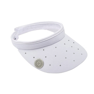 Crystal Clip Ladies Golf Visor with Ball Marker - White