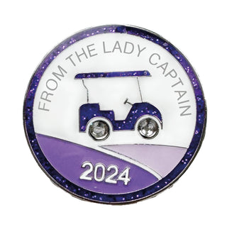 'From The Lady Captain 2024' Ball Marker on Card - Purple