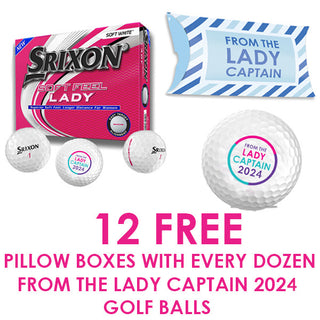 From the Lady Captain 2024 Srixon Soft Feel Golf Balls with Pillow boxes