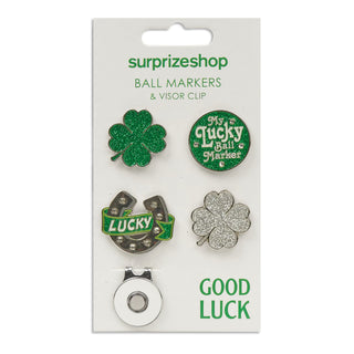 Surprizeshop Good Luck Golf Ball Marker and Visor Clip Set - Green