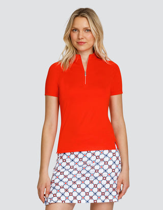 Tail Ladies Enriquetta Short Sleeve Golf Polo - Cherry Tomato