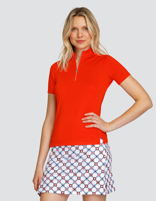 Tail Ladies Enriquetta Short Sleeve Golf Polo - Cherry Tomato