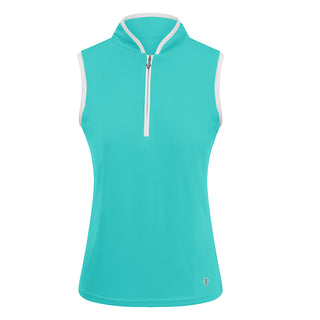 Pure Golf Bloom Ladies Sleeveless Golf Polo Shirt - Ocean Blue