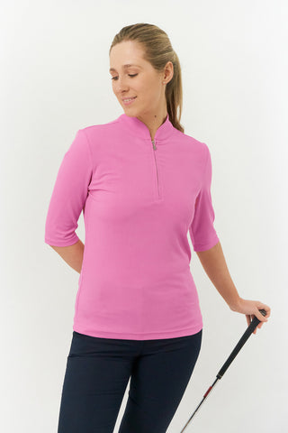 Pure Golf Jasmine Half Sleeve Polo Shirt - Candy Pink