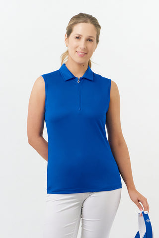 Pure Golf Thrive Ladies Sleeveless Golf Polo Shirts - Royal Blue