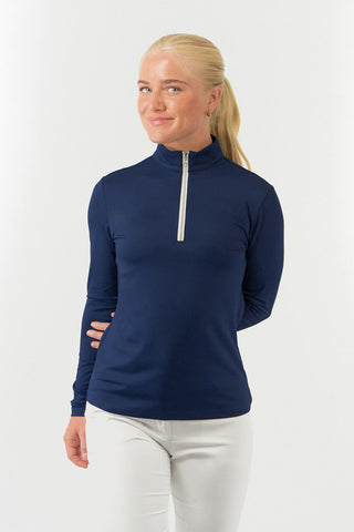 Tranquillity Ladies Golf Mid Quarter Zip Polo - Navy