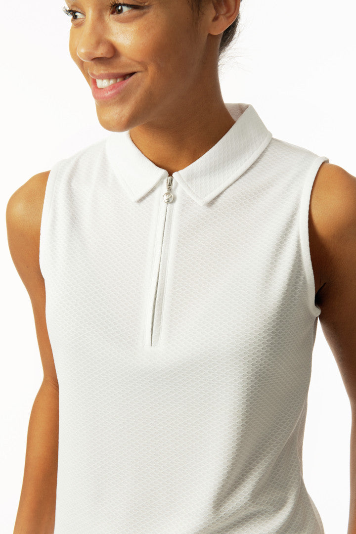 Perugia White Sleeveless Polo Shirt