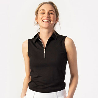 Daily Sports Macy Sleeveless Polo Shirt - Black