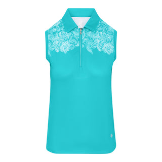 Pure Golf Trinity Sleeveless Golf Polo Shirt - Ocean