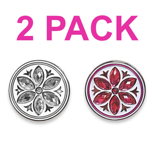 2 Pack Crystal Flower Golf Ball Markers