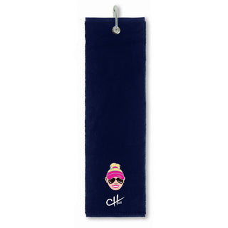 The Charley Hull Collections Golf Tri Fold Towel - Caricature - Blue
