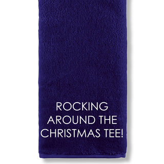 'Rocking around the Christmas Tee' Trifold Christmas Golf Towel -Navy
