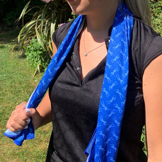 Lady Golfer Golf Towel / Golf Cool Scarf - Blue