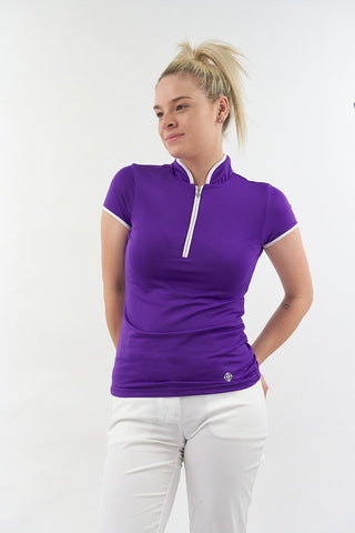 Pure Golf Bloom Cap Sleeve Ladies Golf Polo Shirt - Purple