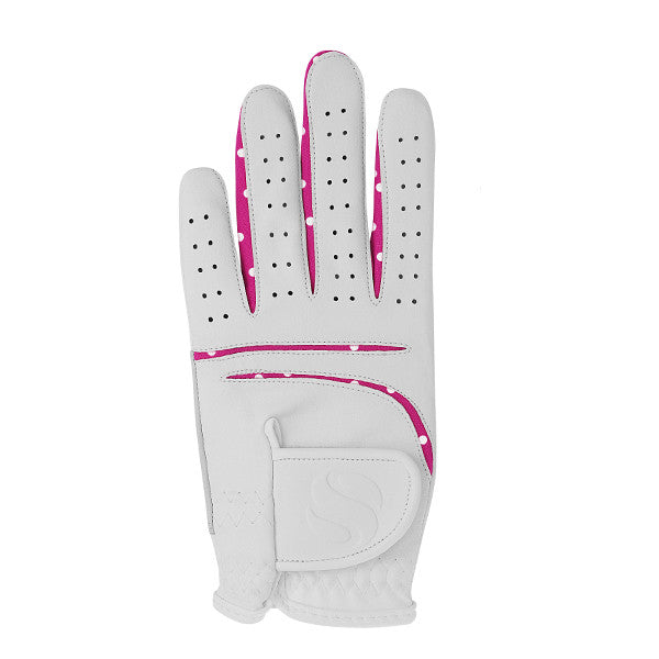 Elegance All Weather Ladies Golf Glove Pink with White P