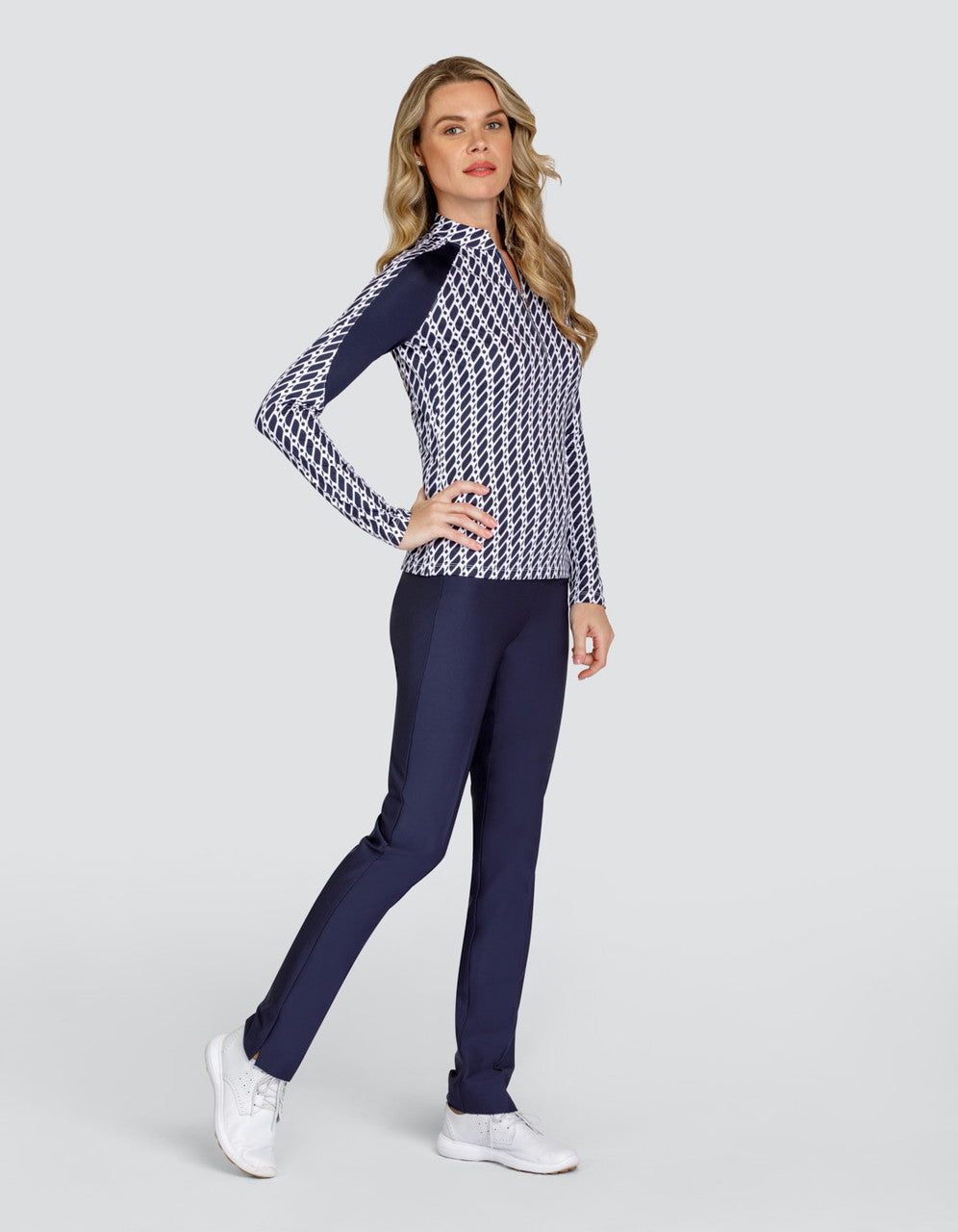 Tail Ladies Golf Wyatt Long Quarter Zip Sleeve Golf Top Cable Geo