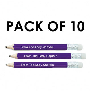 Pack of 10 From the Lady Captain Golf Pencil with eraser- Purple