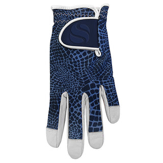 Cabretta Leather Lycra Comfort Stretch Left Hand Ladies Golf Glove - Navy Snake