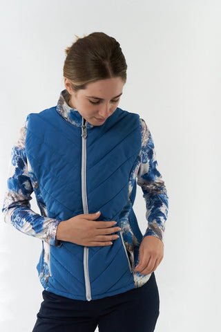 Pure Golf Amber Quilted Gilet  - Stone Canvas Collection - Vallarta Blue