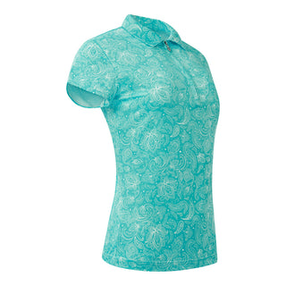 Pure Golf Rise Cap Sleeve Zip Polo Shirt - Ocean Blue