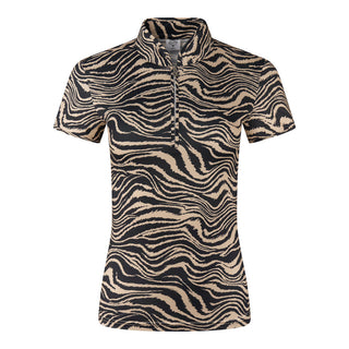 Pure Golf Ladies Bay Cap Sleeve Polo Shirt - Sand Safari