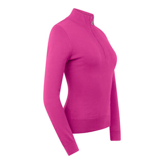 Pure Golf Brace Super Soft Quarter Zip Lined Sweater - Pink Topaz