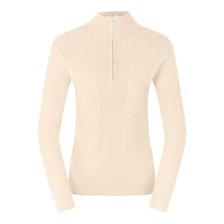 Pure Golf Sorrell Cable Knit  Lined Ladies Golf Jumper - Champagne
