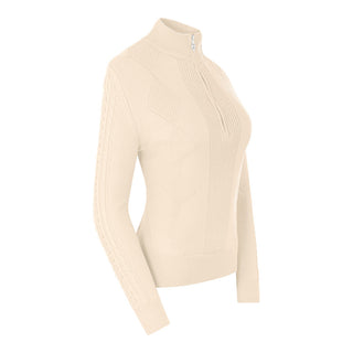 Pure Golf Sorrell Cable Knit  Lined Ladies Golf Jumper - Champagne