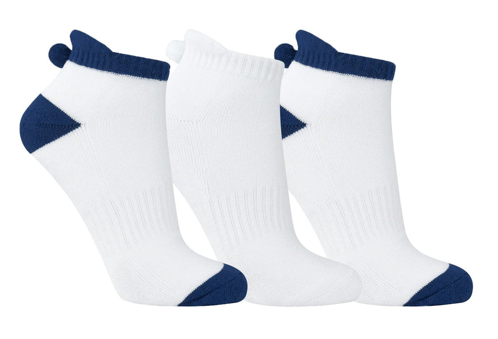 3 Pair Pack of Navy Spot Pom Pom Ladies Golf Socks