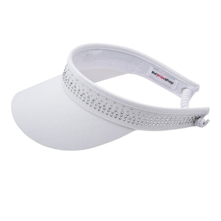 Crystal Telephone wire ladies golf visor with Ball Marker - White