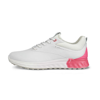 Ecco Ladies S Three Waterproof Golf Shoes - White/Bubblegum