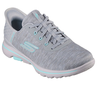 Skechers Go Golf Walk 5 Slip In Ladies Golf Shoes- Grey/Turquoise