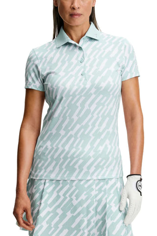 Tour Tech Print Ladies Golf Polo - Oak Skylight