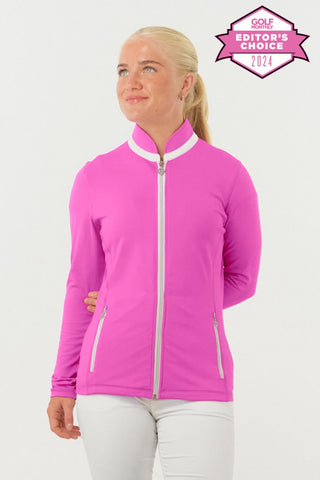 Mist Ladies Golf Full Zip Mid Layer - Azalea