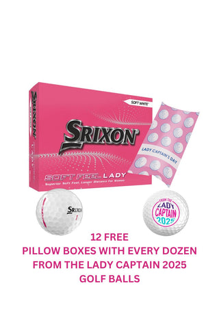 From the Lady Captain 2025 Srixon Soft Feel Golf Balls with Lady Captains Day Pillow boxes