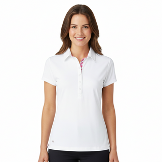 Daily Sports Dina Cap Sleeve Polo Shirt - White and pink