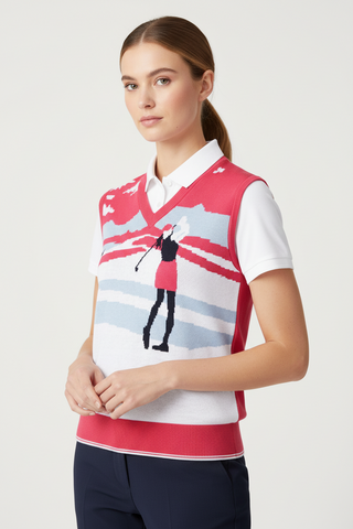 Daily Sports Ladies Britt V-Neck Sleeveless Golf Vest - Berry