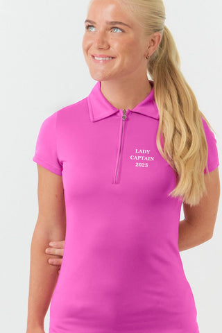 Lady Captain 2025 Cap Sleeve Polo Shirt Pink - Pure Golf