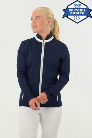 Mist Ladies Golf Full Zipped Mid Layer - Navy