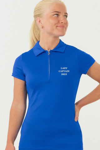 Lady Captain 2025 cap sleeve golf polo royal blue - Pure Golf