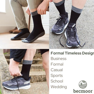 Becmoor Mens Socks (10 Pack) UK8-11 / Breathable Plain/Reinforced heel & toe/Smart Mens Socks/Casual Mens Socks/School Socks/Casual & Work - Navy & Grey