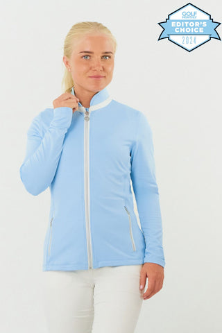 Mist Ladies Golf Full Zipped Mid Layer - Pale Blue