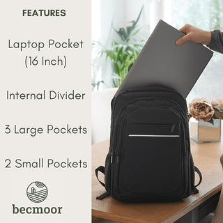 Becmoor Laptop Rucksack/Backpack - Black