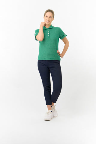 Imy Buttoned Short Sleeve Ladies Polo Shirt - Emerald