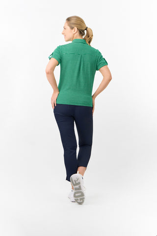 Imy Buttoned Short Sleeve Ladies Polo Shirt - Emerald