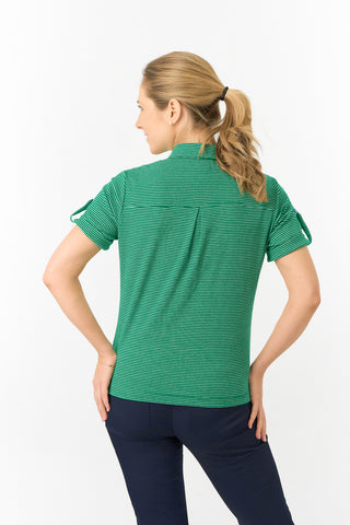 Imy Buttoned Short Sleeve Ladies Polo Shirt - Emerald