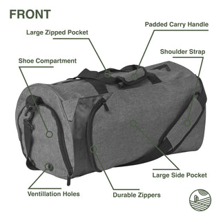 Becmoor | Versatile Duffle Bag | Gym Bag | Travel Bag | Sports Bag - Grey