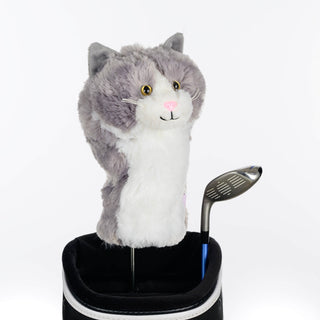 Grey & White Cat Golf Headcover - Daphne's Headcovers