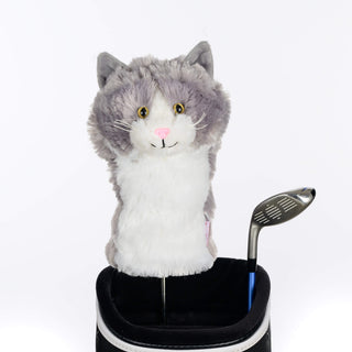 Grey & White Cat Golf Headcover - Daphne's Headcovers